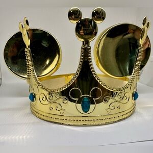Disney On Ice Parks Jeweled Crown Mickey‎ Mouse Ears Plastic Gold Metallic EUC